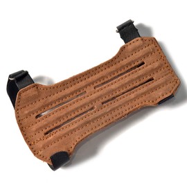 UNIVERSE ARCHERY Leather Arm Guards | Bow Arm Protector 2 Strap Archery Guard | High-Grade Adjustable Leather Armguard | Hunting Accessories & Archery Sports 19X10CM (Brown)