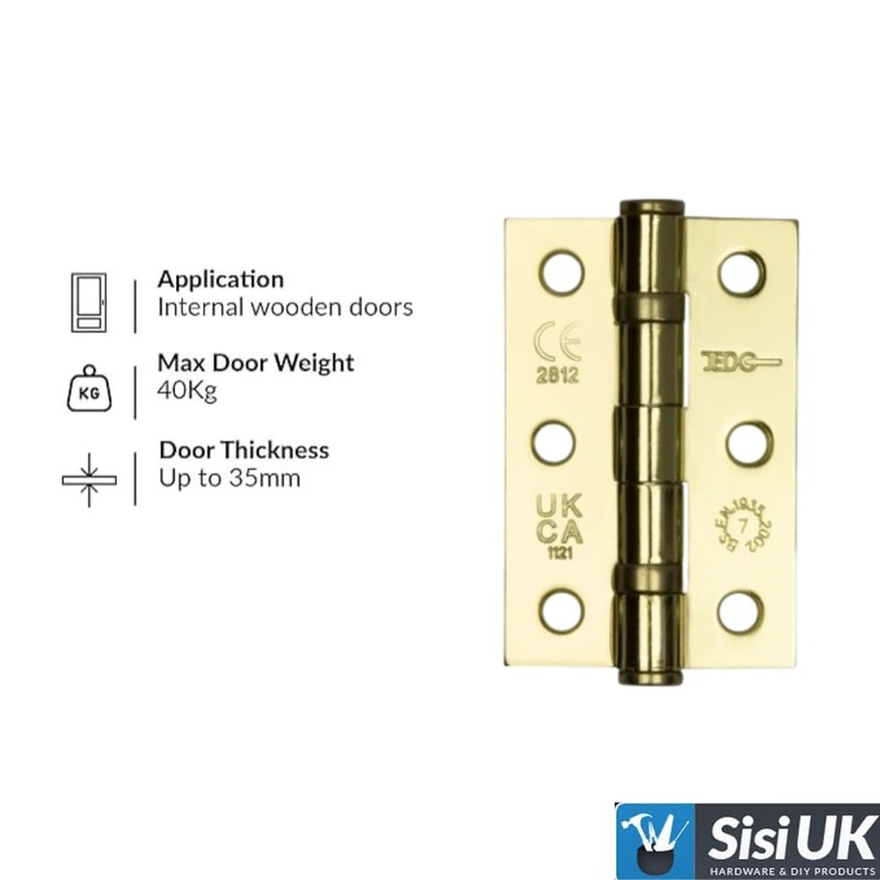 Door Hinges 3 inch Electro Brassed Ball Bearing Butt Hinges