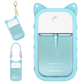 1 Pack Silicone Case Compatible with Touchland Hand Sanitizer Spray (Fit for 1 FL OZ/30 mL Ver), Portable keychain, long lanyard (Blue)