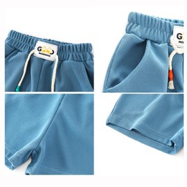 HSTiSan Kids Shorts Summer Running Active Fashions 3 Piece Children Short Light Thin Black White Khaki 4-5Years