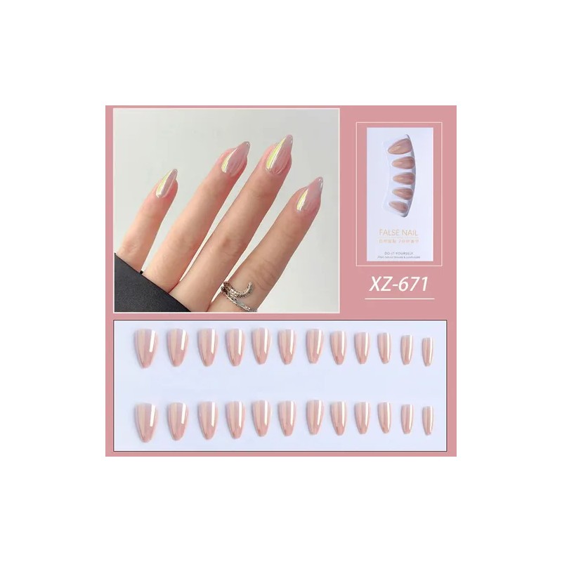 24 Pz, Kit De Uñas Postizas Largas Con Kit De