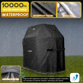 LIBZAKI Grill Cover 420D Waterproof, Weather Resistant, Rip-Proof, Anti-UV, Fade Resistant,Gas Grill Cover for Weber,Char Broil,Nexgrill Grills, etc.64 inches-Black