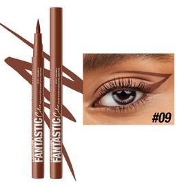 MIRUOKOU マルチカラー アイライナー 12色リキッド カラーアイライナー、極細、防水性と防汗性、長持ち、初心者向け- 09# ブラウン