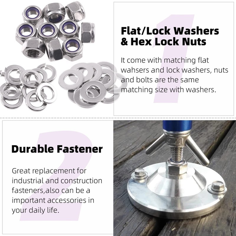 Swpeet 150Pcs Metric 304 Stainless Steel M6 Hex Lock Nuts