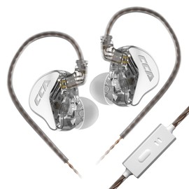 CCA CRA Earbuds, in Ear Monitors Headphones IEM with Ear Tips Clear Sound Super Bass, Professional Wired in Ear Earphones on Stage for Band Musician Singer Audiophile Audífonos (Silver, with mic)