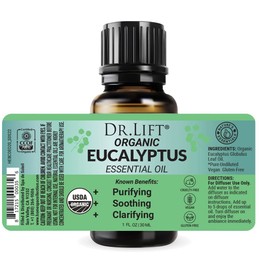 DR. LIFT Organic Eucalyptus Essential Oil, 1 oz - Made in America, Cruelty-Free, Aromatherapy