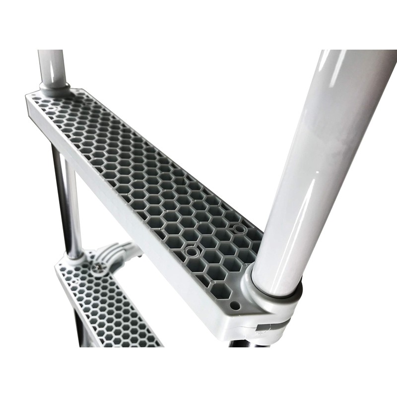 Marine Boat Aluminum White POLYETHYLENE Swim Boarding 3 Steps Ladder