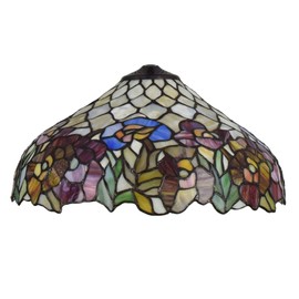 errzom 16-Inch Tiffany Style Lamp Shade Replacement Only, Floral Stained Glass Lampshade, Pastoral Retro Lampshades Accessories Fit for Table lamp Pendant Lights Floor Lamps
