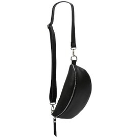 SH Leder ® Karla G359 Real Leather Waist Bag for Women Men Unisex Belt Bag for Festival Travel Bum Bag Medium Crossbody Bag Women Leather Bag 27 x 15 cm, black