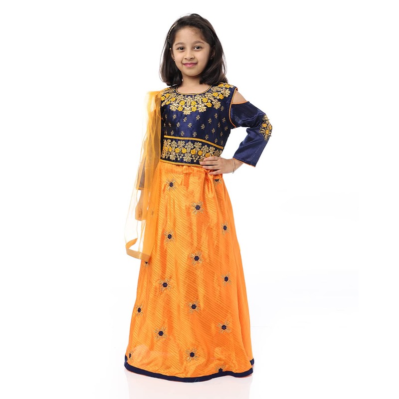 Ashwini Traje Salwar bordado de poliéster para niña con falda
