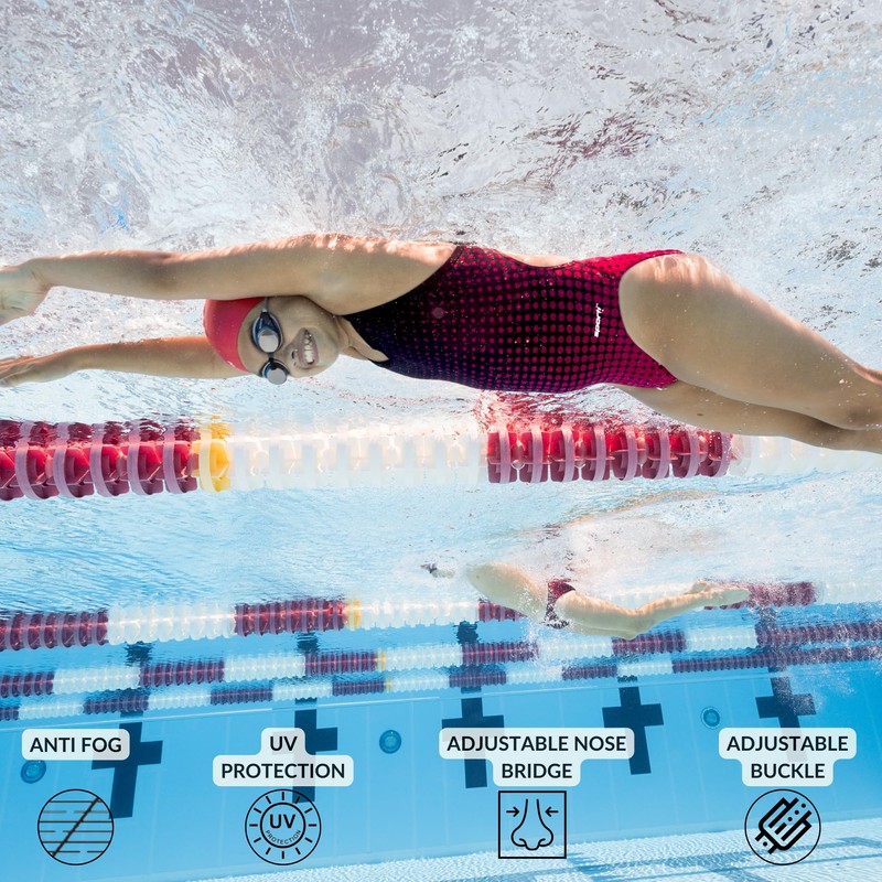 Sporti Antifog Swirl Jr. Goggle - Clear Lens/Red/White/Blue Frame