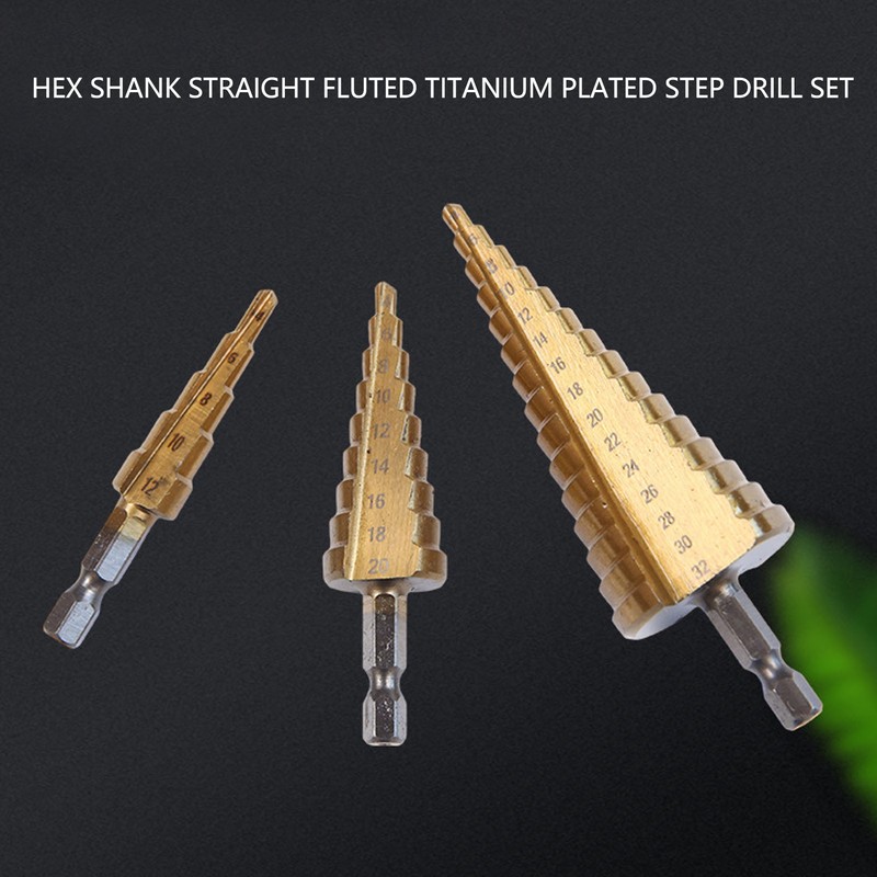 6PCS Step Drill Bit Set Hex Shank Electric Step Drill