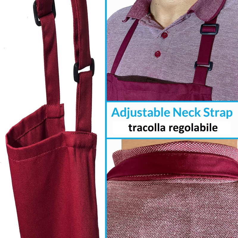 LEFUNDA® Pack of 2 Aprons, Waterproof Apron with 3 Pockets,