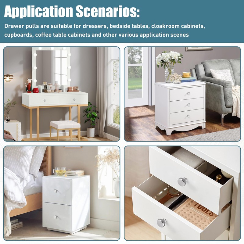 WUISOLQP 10 Pack Silver Cabinet Knobs Drawer Cupboard Kitchen Knobs