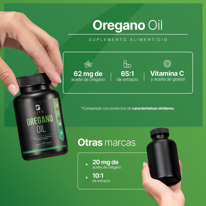 B Life Aceite de Orégano | 160 Cápsulas con Carvacol