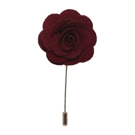 Kidney Button Flower Rose Handmade Brooch Pin for Buttonhole, Corsage, Suit, or smoking Jacket - Burgundy
