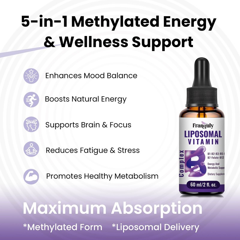 Liposomal Vitamin B Complex Liquid Sublingual B Complex Vitamins Supplement