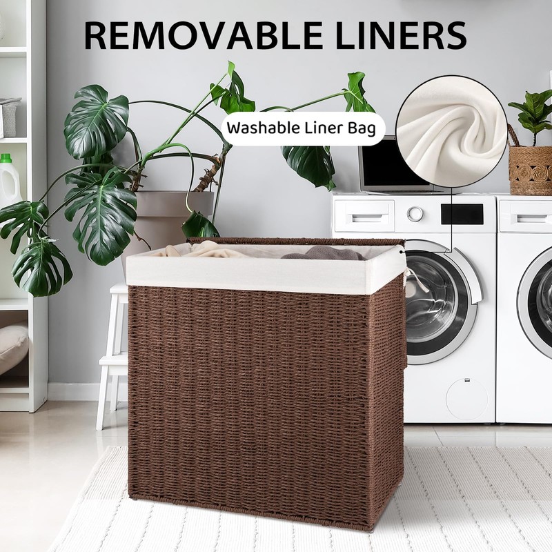 OIAHOMY Laundry Hamper with Lid, 110L(29.1 Gal) Large Wicker Laundry