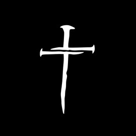 AS Cross with Nails Vinyl Decal | 5.5X 3.5 Inches White Sticker for Cars, Trucks, Vans, Jeeps, Windows, Walls & Laptops | Durable Bumper Decal