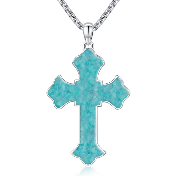 Twoowl Cross Necklace 925 Sterling Silver Christian Pendant Necklace Cross