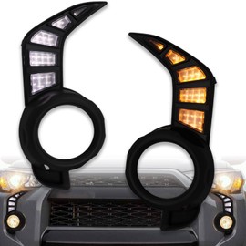 PGTOPONE Switchback White/Amber LED Front Fog Daytime Running Lamp w/Dynamic Flash LED Turn Signal light Feature For Toyota 4Runner 2014-up Accessories (FRONT FOG LIGHT)