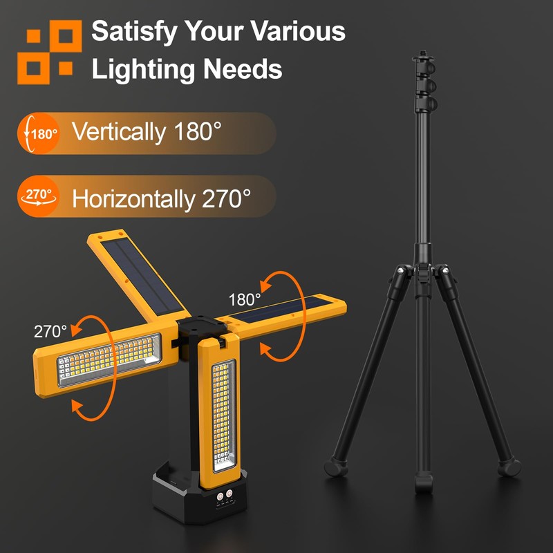 13200mAh Rechargeable Solar Work Light with Folding Stand and Carrying