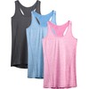 NELEUS Workout Running Racerback Long Tank Top for Women,8006,3 Pack,Grey,Light Blue,Rose red,2XL