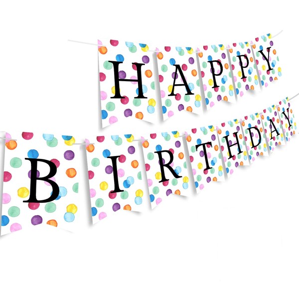 SEBMNOO Happy Birthday Banner, Multicolored, 4.72" x 7.09", Birthday Occasion,