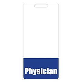 Physician Badge Buddy (Blue) - Vertical Heavy Duty Badge Tags for Doctors - Double Sided Badge Identification Card