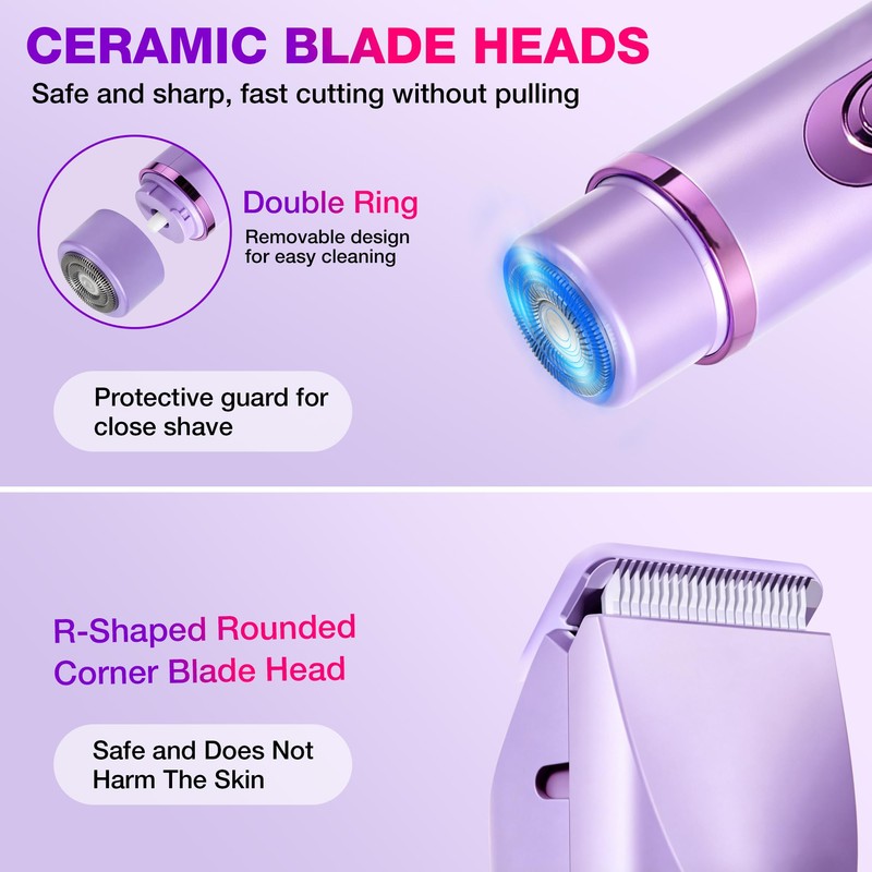 2-in-1 Bikini Trimmer for Women, Electric Razor, Waterproof Bikini Shaver