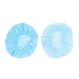 Tvoip 100Pcs Blue Non-Woven Sanitary Headphone Ear Cover, Disposable Super Stretch Covers Washable, for Most On Ear Headphones Earpads (9cm / 3.54 Inch)