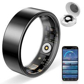 HPLSZCN Waterproof Smart Ring with Fitness Tracking, Heart Rate & Sleep Monitor, Step Counter for Android/iOS Phones,No Subscription Fee, (Black, 7)