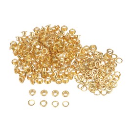 sourcing map 200 Set of Nozzles Kit Metal Eyelets 4 mm 0.16 Inch Nozzle Tool for Shoes Clothing Belt Bag DIY Project Gold Tone
