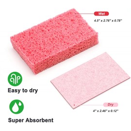 Cellulose Sponges,Heavy Duty Scrub Kitchen Sponge,Clean Tough Messes Without Scratching Sponges Kitchen,Pop Up Eco Sponges DIY (6 Pack)