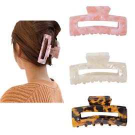 3 Pack Big Hair Claw Clips, Proxima Direct Nonslip Hair Clamps, Plastic Hair Clips Claw, French Design Nonslip Large Claw Clip Hair for Women Girls,Tortoise shell Strong Hold for Hair