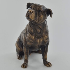 Fiesta Studios Staffordshire Bull Terrier Bronze Effect Statue Home Decor Pet Gift Ideas H15cm