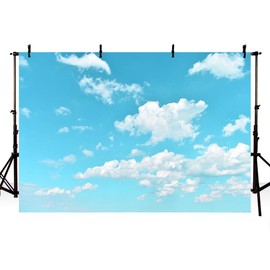 AIBIIN Blue Sky White Cloud Backdrop Natural Scenic World Travel Photograph Background Baby Shower Birthday Party Background Photozone Photo Studio Props 7x5ft