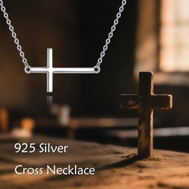 SHEAISRS Cross Necklace for Men Women 925 Sterling Silver Mens Cross Necklaces Cross Chain Jewelry for Men Women