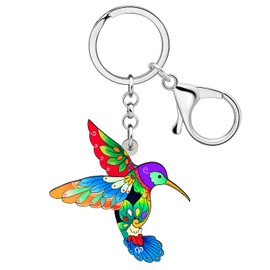 BAMAY Creative Hummingbird Keychain Acrylic Flying Bird Accessories Car Key Chain Rings Fun Gifts for Women Girls Charms (Multi)