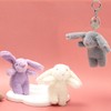 Bunny Bag charm Plush Rabbit Keychain Cute Kawaii Smiling Face