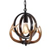 NEARLED Rustic Antler Pendant Light, Metal Globe with Resin Antlers,