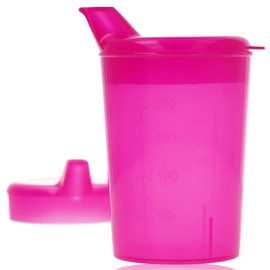 Horn Medical Sippy Cup with 2 Lids (Large and Small Opening) I Drinking Aid I 250 ml I Choice of Colours (Red)
