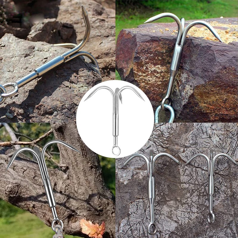 Yiliaw Grappling Hook with Rope, 50FT Nylon Rope, Stainless Steel
