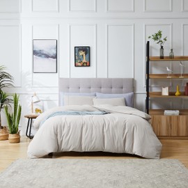 Berklan Linen Cotton Duvet Cover Queen Linen Comforter Linen Bedding 55% French Linen 45% Long-Staple Cotton with Button Closure (1 Duvet Cover 2 Pillow Shams Queen Size Linen)