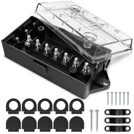 MICTUNING 7 Way Wiring Trailer Junction Box, RV 7 Gang Electrical Trailer Connection Box