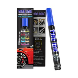 Tire Ink Color Tire Paint Pen - Waterproof Permanent Paint Pens for Car Wheels Lettering | Car Wash Safe and Durable | Made in Japan (Blue, 1 Pen)