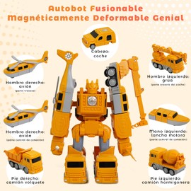 U UiiSii Kit Magnético de Construcción para Niños,Vehículo de Ingeniería, Robot Armable y Coches/Camiones con Piezas Intercambiables - Juguete Educativo 3-8 Años