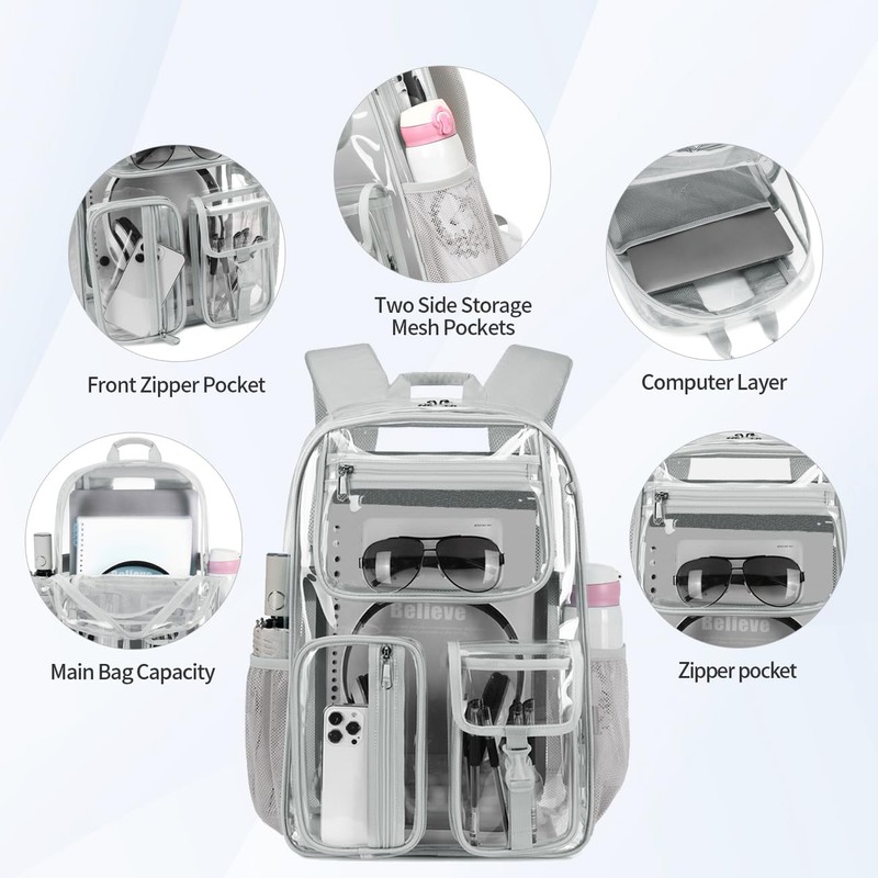 Cusangel Heavy Duty Clear Backpack Clear BookBag,Stadium backpack 16 x11