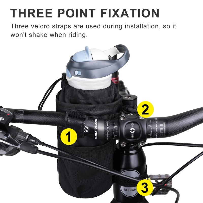 Rhinowalk Bike Handlebar Water Bottle Holder Bag Bicycle Front Insulated