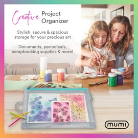 MUMI Project Organizer 19.5” x 14” – Large Art Portfolio Case for Kids & Adults, Artwork Storage for Posters, Scrapbooking, School Projects, and Crafts - Pink
